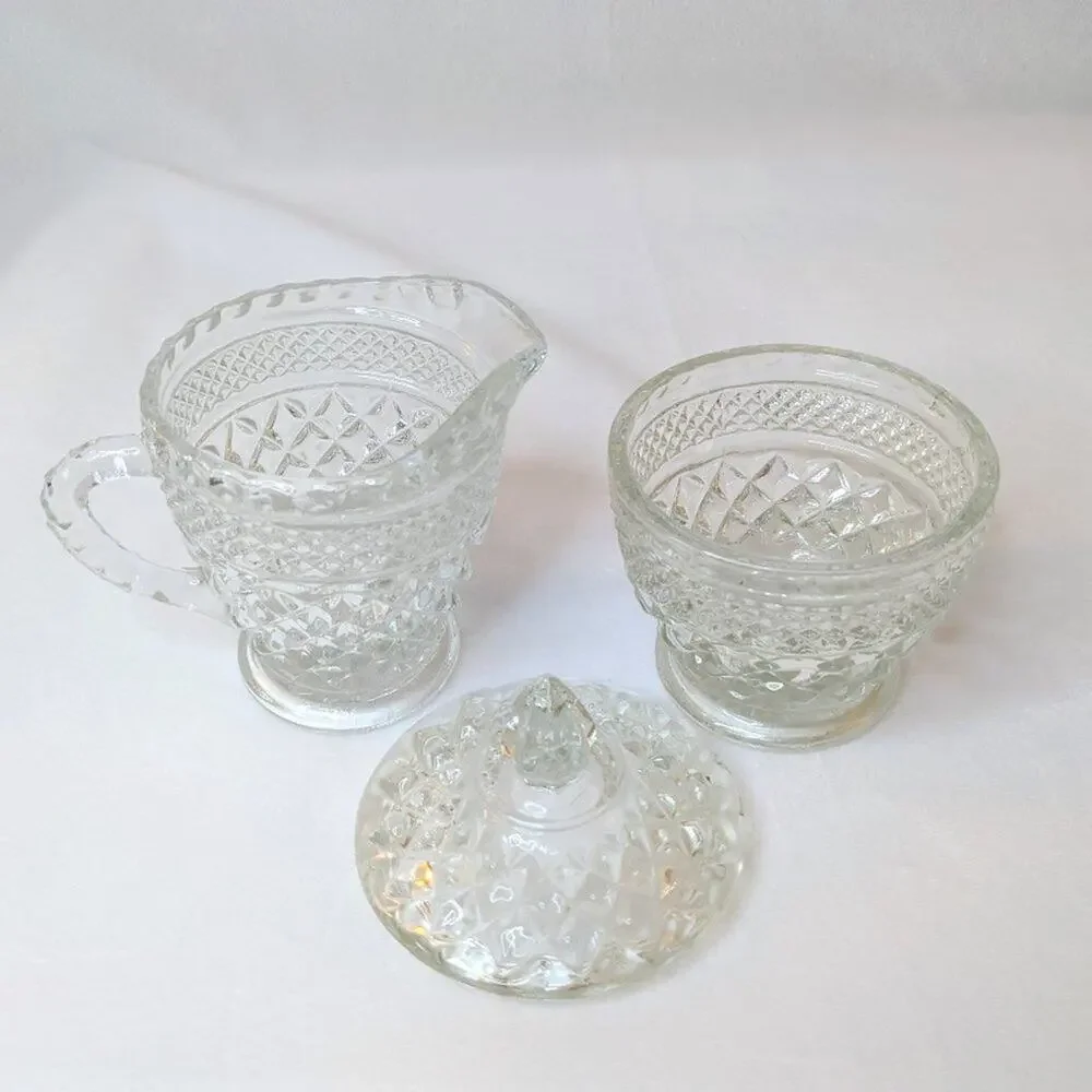Home Kitchen Coffee Tea Sugar Creamer Set Glass Vintage